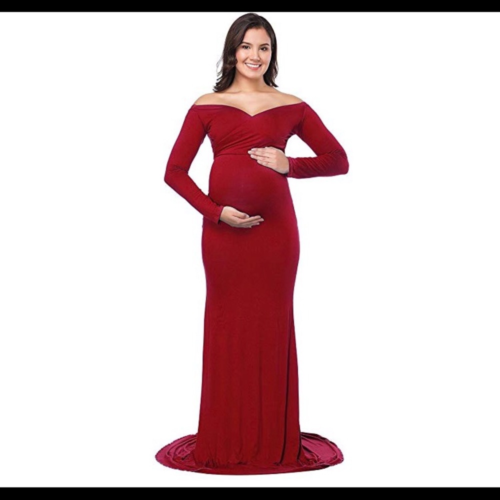 Maternity Gown Off The Shoulder Slim Fit